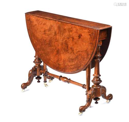 VICTORIAN BURR WALNUT SUTHERLAND TABLE