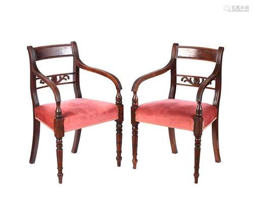 PAIR OF REGENCY MAHOGANY ARMCHAIRS