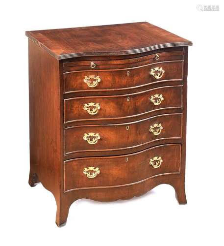 MAHOGANY SERPENTINE FRONT CHEST OF DRAWERS
