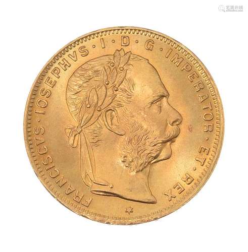 AUSTRIAN TWENTY FRANCS GOLD COIN 1892