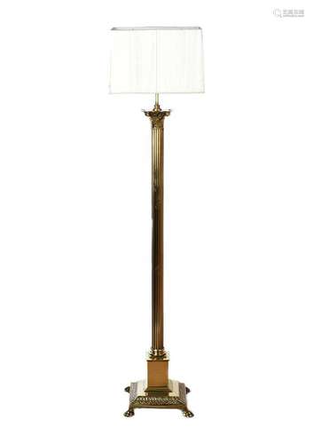 BRASS STANDARD LAMP & SHADE