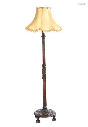MAHOGANY STANDARD LAMP & SHADE