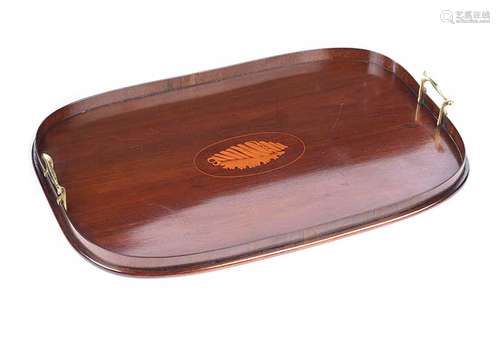 EDWARDIAN INLAID MAHOGANY TRAY