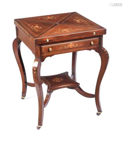 EDWARDIAN ROSEWOOD ENVELOPE CARD TABLE