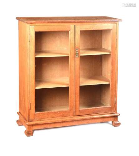 EDWARDIAN OAK TWO DOOR BOOKCASE