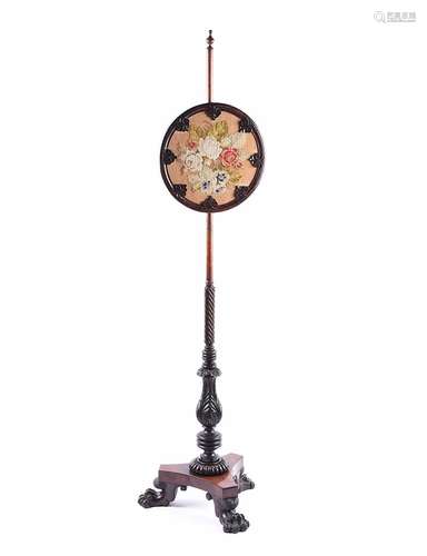 WILLIAM IV ROSEWOOD POLE SCREEN