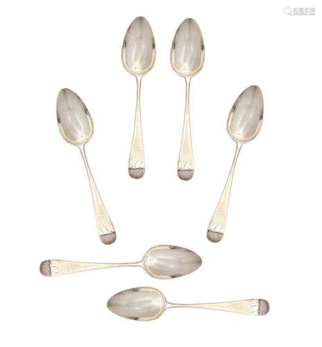 SIX SILVER DESSERT SPOONS