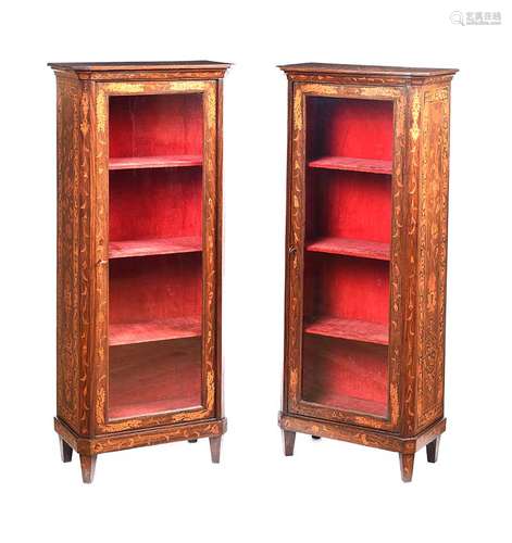 PAIR OF EARLY NINETEENTH CENTURY DUTCH MARQUETRY VITRINES