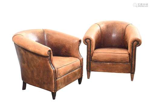 PAIR OF UPHOLSTERED TUB CHAIRS