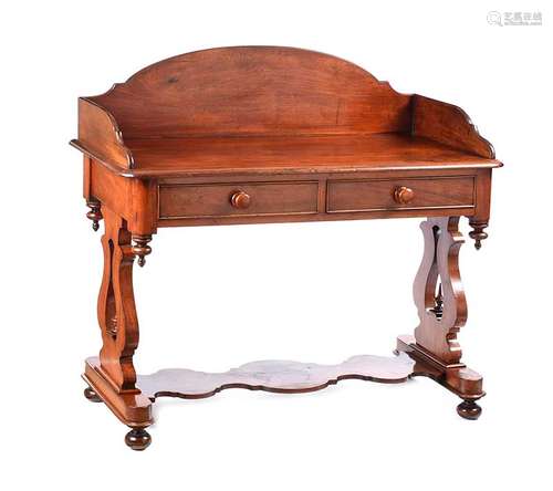 VICTORIAN MAHOGANY GALLERY BACK SIDE TABLE