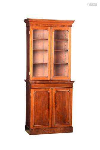 VICTORIAN MAHOGANY TWO DOOR BOOKCASE