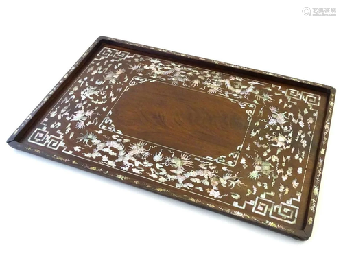 A late 19th / early 20thC Chinese rosewood tray…