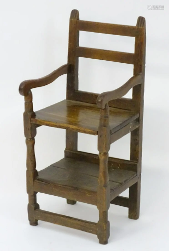 A rare early 18thC mixed wood childs chair, th…