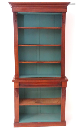 A mid 19thC mahogany chiffonier bookcase with a m…