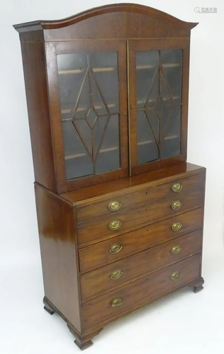 An early / mid 19thC mahogany secretaire bookcase,