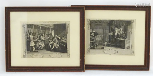 After William Hogarth, Two monochrome engravings F…