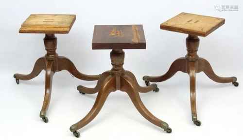 Three 19thC mahogany table pedestals having 3 legs…