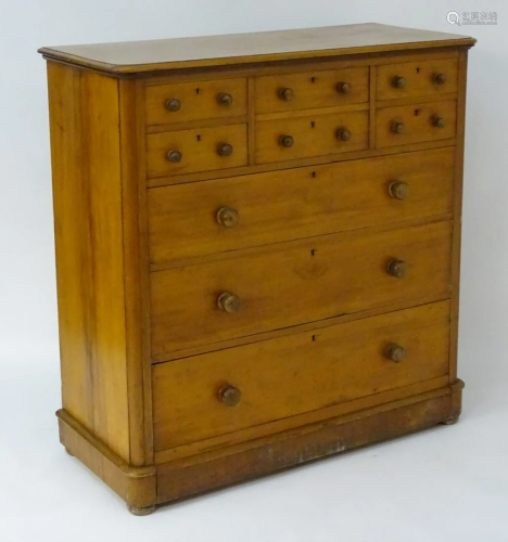 A 19thC walnut chest of drawers with a rectangul…