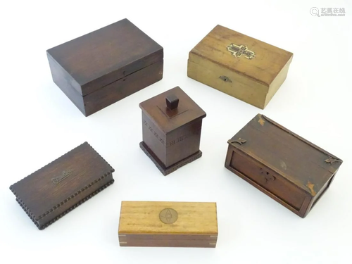 An assortment of 19thC and later boxes, to include