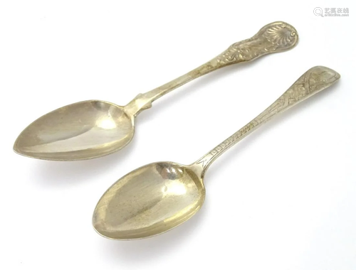 A Victorian Scottish silver teaspoon with engraved