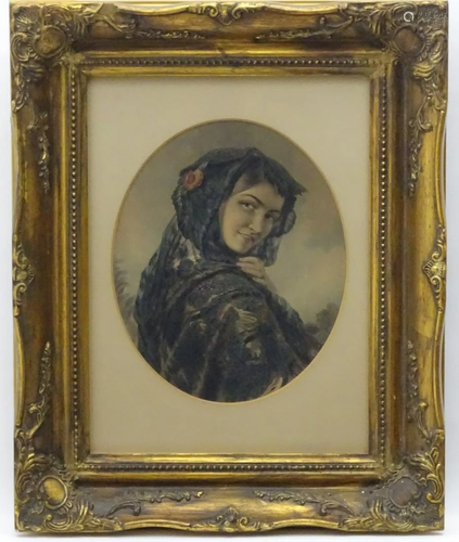 XX, Mezzotint, an oval, A portrait of a young lady