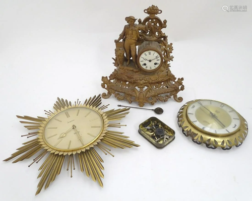 Three assorted clocks, to include a German retro