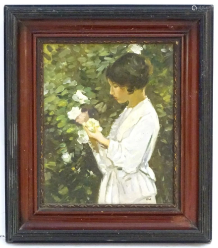 H. W., XX, Oil on board, A portrait of a young …