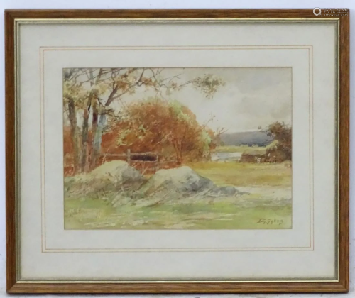 I G Sykes, mid XX, Watercolour, Country landsca…