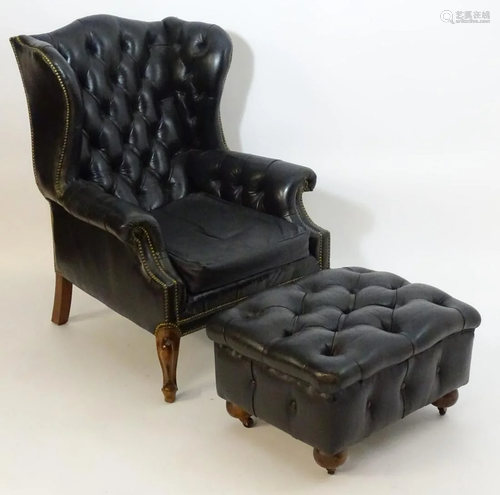 A mid 20thC Chesterfield style wingback a…