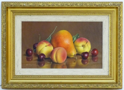 G. Payne, XX, Oil on board, Still life of fruit,