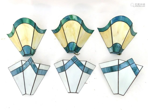 Six late-20thC art deco style wall uplighters by Alan