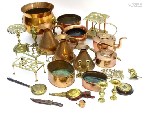 A quantity of assorted 19thC and later brass and c…