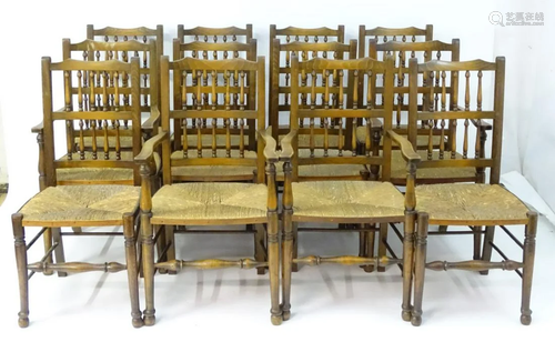 A set of twelve (8+4) mid 20thC dining chairs with