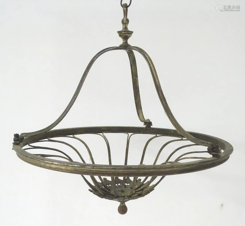 A hanging pendant light frame with floral and foliate