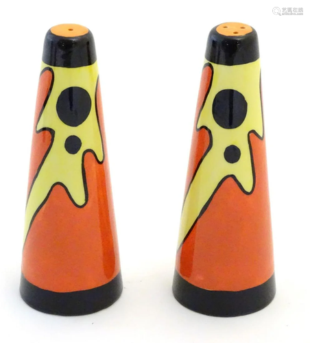 A Lorna Bailey salt and pepper cruet set in the pattern