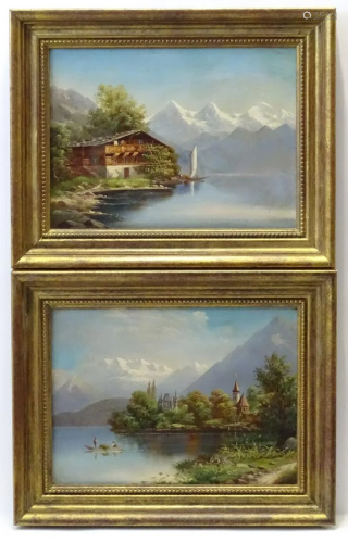 Swiss School, XX, Oil on canvas laid on board, a pair,