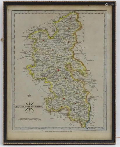 An engraved and hand coloured map of Buckingham…