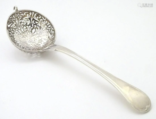 A French silver sifter spoon approx 9'' long