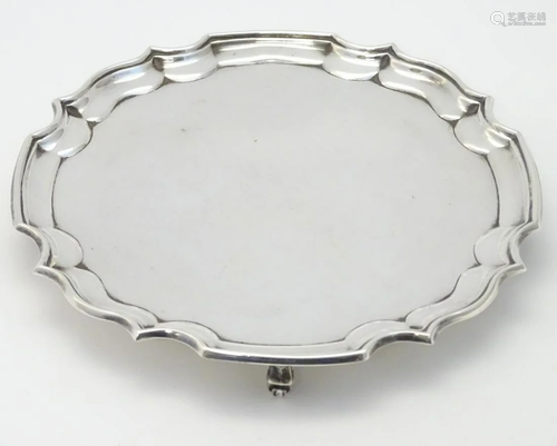 A silver visiting card tray / small salver hallmarked