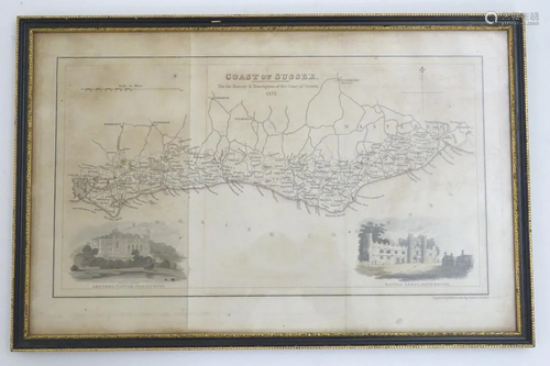 An engraved map of the Coast of Sussex, dated 1…