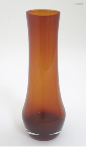 A retro red studio glass vase. Approx. 9 3/4'' high.