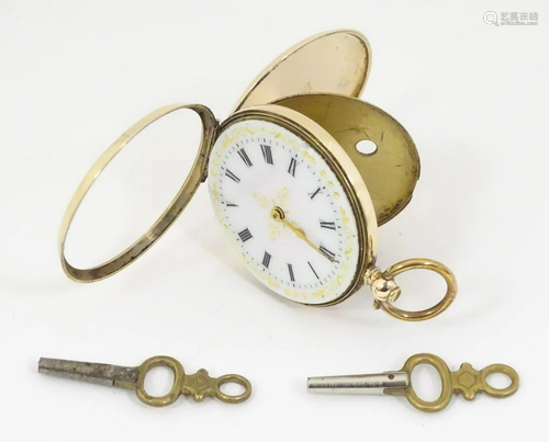 14ct gold fob watch: a Swiss key wind, fob watch …