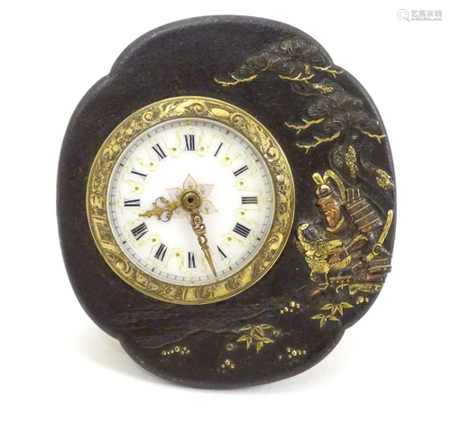 An unusual clock / timepiece, the enamelled dial…