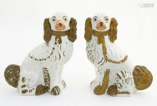 A pair of large Staffordshire flat back spaniel…