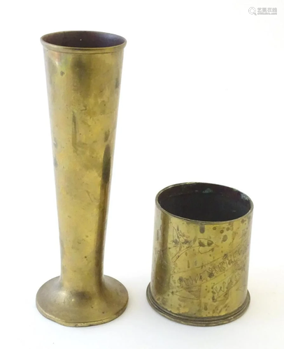 Militaria: two items of Trench art, comprising a brass