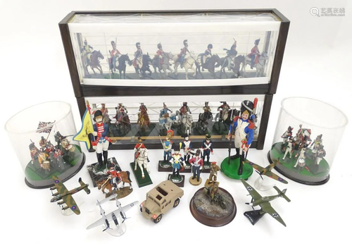 A collection of hand-painted military figures by