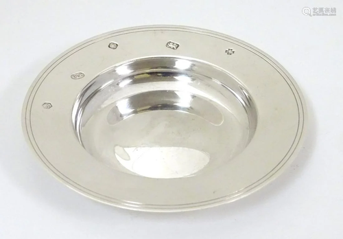 A small silver model of an Armada dish. Hallmarked