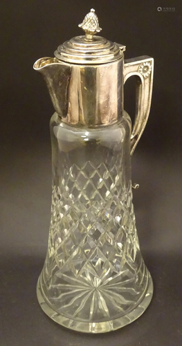 A late 19th / early 20thC cut glass claret jug with