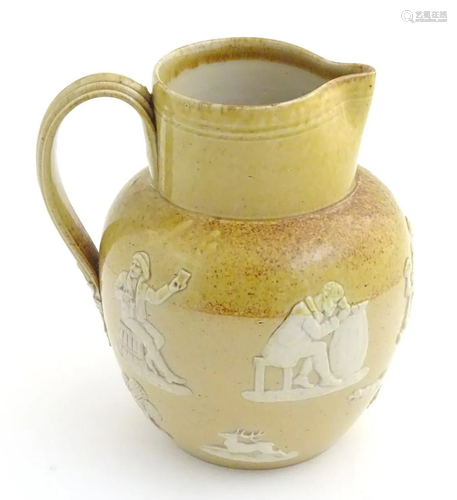 A Royal Doulton salt glaze jug with relief decorati…