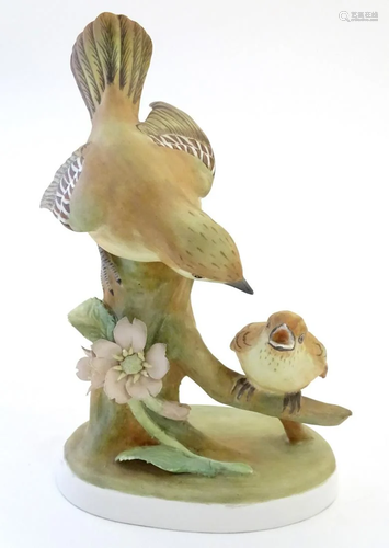 A Crown Staffordshire model of a flycatcher bird and